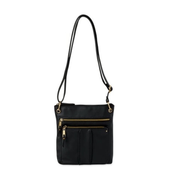 Time and Tru Handbags - Time and Tru Black Crossbody Bag with Gold Zippers